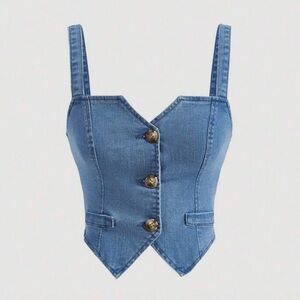 SHEIN Blue Denim Crop Top
